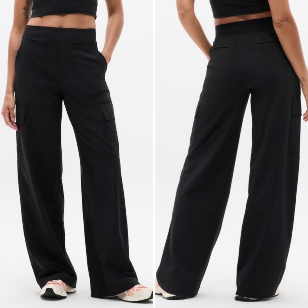 Athleta Brooklyn Heights Cargo Wide Leg Pants In Black 6